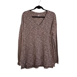 Bass V-Neck Lightweight Long Sleeves Pullover Large Black White Multi